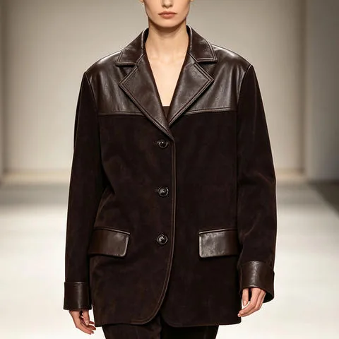 Women's genuine leather jacket - HN3250-1 European American Luxury Casual Oversized Vintage | OurHomly