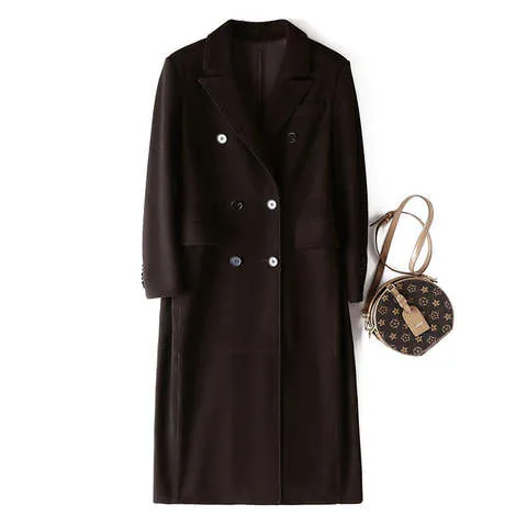 Women's genuine leather jacket - Trending Fashion Goat Leather Suede Suit Collar Double Bre | OurHomly