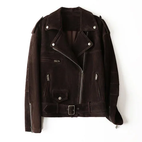 Women's genuine leather jacket - Autumn and Winter New Goat Leather Suede European and Amer | OurHomly