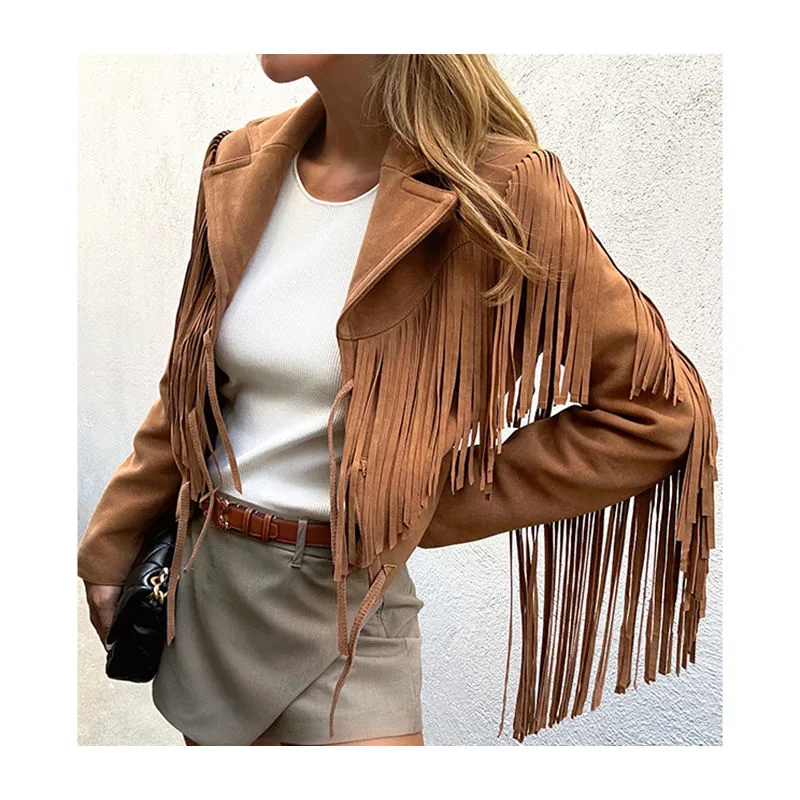 Women's genuine leather jacket - Latest Design Women's Fashionable Cropped Fringe Leather S | OurHomly