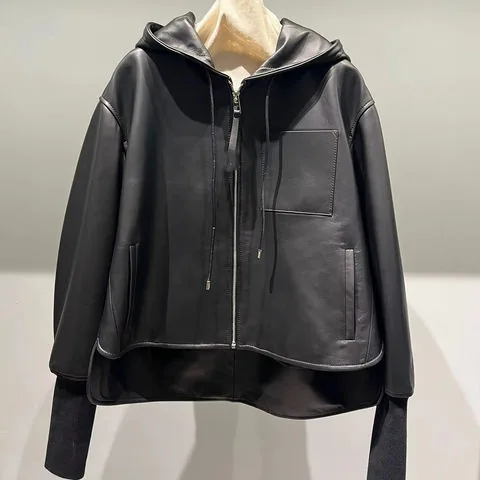 Women's genuine leather jacket - New Arrival 2025 Fashion Zipper Leather Jackets Hoodies Sh | OurHomly