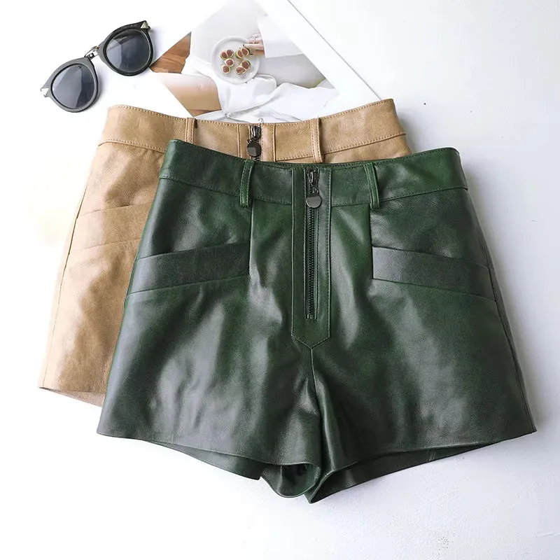 Women's genuine leather jacket - New Style Winter Autumn Causal High Waist Motorcycles Gree | OurHomly