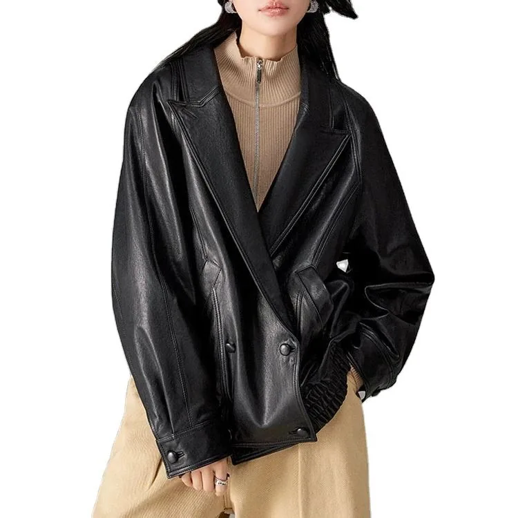 Women's genuine leather jacket - Latest Design High Grade Sheep Leather Material Lapel Loos | OurHomly