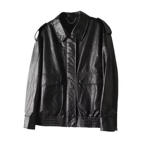 Women's genuine leather jacket - Latest Design Long Sleeves Pocket Vintage Black Cowhide Re | OurHomly
