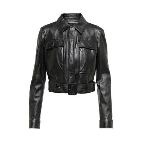 Women's genuine leather jacket - Spring New Fashion Slim High Waist Cropped Genuine 100% Le | OurHomly
