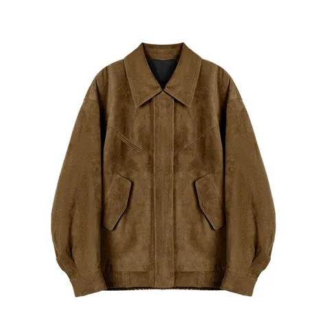 Women's genuine leather jacket - New Arrival 2026 Women Clothing Suede Jackets Oversize Bro | OurHomly