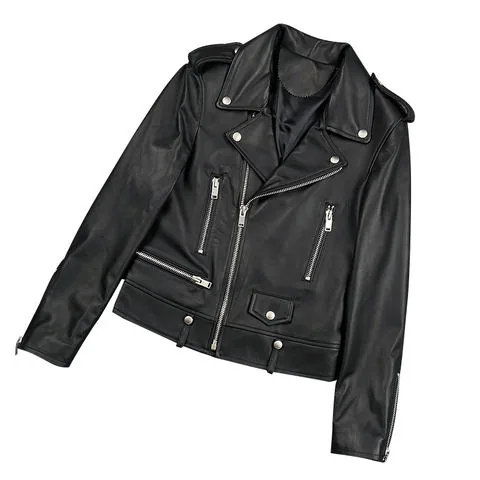Women's genuine leather jacket - Motorcycle Style Genuine Leather Sheep Kin Zipper Trim Lap | OurHomly