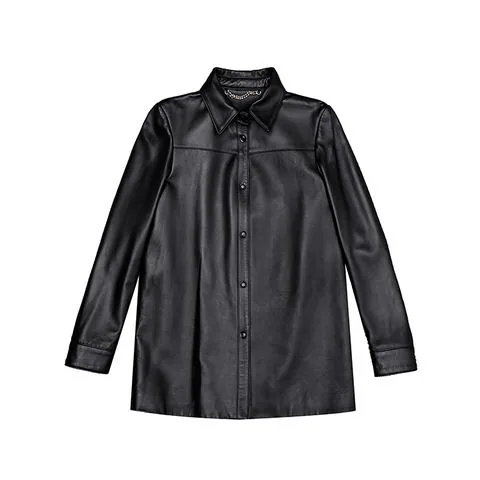 Women's genuine leather jacket - Minimal Style Lapel Genuine Leather Sheepskin Long Sleeve | OurHomly