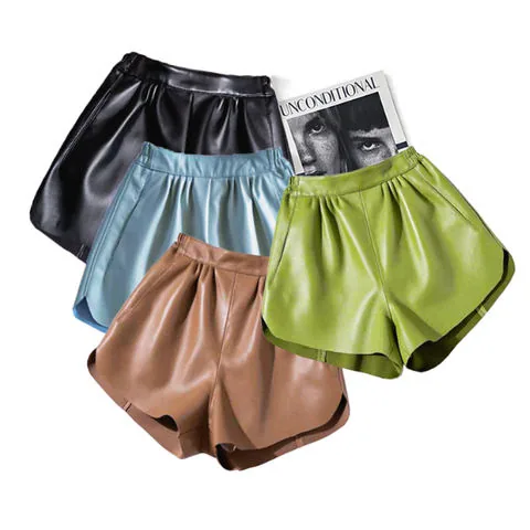 Women's genuine leather outerwear - High Quality Fashion Korean Style Elastic Waist Wide Plain | OurHomly