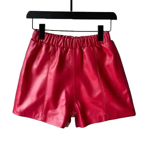 Women's genuine leather outerwear - Wholesale Fashion Muliti Solid Color Leather Shorts Elasti | OurHomly