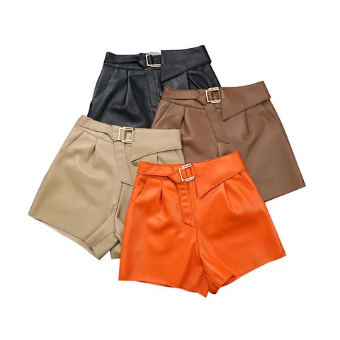 Women's genuine leather outerwear - New Arrival 2026 Multi Color Genuine Leather High Waist Wi | OurHomly