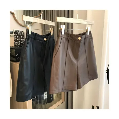 Women's genuine leather outerwear - New Arrival Solid Brown Mid Waist Ladies Genuine Leather S | OurHomly
