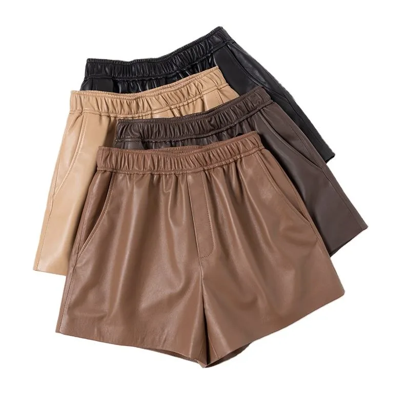 Women's genuine leather outerwear - Custom Size Fashion High Waist Solid Color Wide Leg Baggy | OurHomly