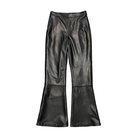 Women's genuine leather pants - Custom Leather Flare Pants High Waist Casual Genuine Sheep | OurHomly