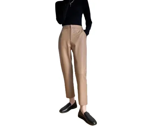 Women's genuine leather pants - High Quality Wholesale European Style Loose Causal Genuine | OurHomly