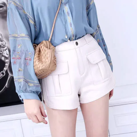 Women's genuine leather pants - New Arrival Low Waist Real Lambskin Pants Cargo Genuine Le | OurHomly