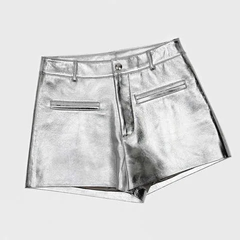 Women's genuine leather pants - Hot Selling Product Leather Short Pants Middle Waist Wide- | OurHomly