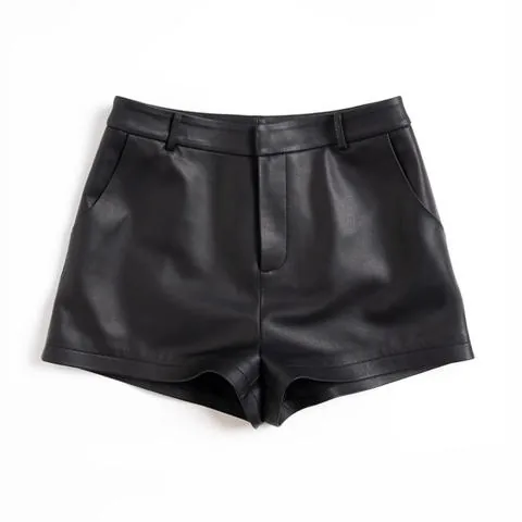 Women's genuine leather pants - Wholesale Casual Leather Short Pants Middle Waist Wide-leg | OurHomly
