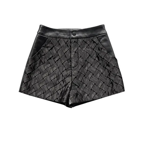 Women's genuine leather pants - Special Design Cross Woven Grain Genuine Leather Sheepskin | OurHomly