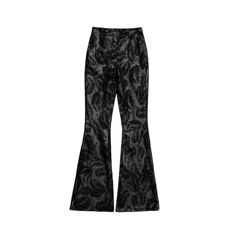 Women's genuine leather pants - Good Quality Printing Sheepskin Suede Boot Cut Women Pants | OurHomly