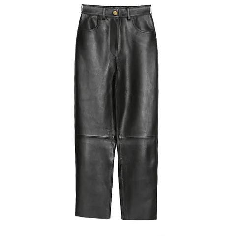 Women's genuine leather pants - Arrival New Fashion Real Leather Trousers High Waist Genui | OurHomly