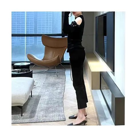 Women's genuine leather pants - Wholesale High Elastic Slim Slit Cropped Real Sheep Suede | OurHomly