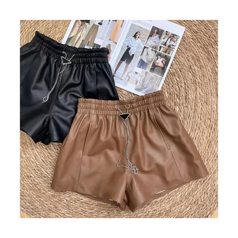 Women's genuine leather pants - Wholesale Price Sexy Short Leather Pants Loose Genuine Lea | OurHomly