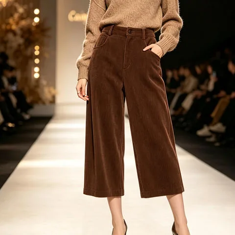Women's genuine leather pants - HN6358 Coffee Brown Cord Embossed Sheepskin Pants Mid Rise | OurHomly