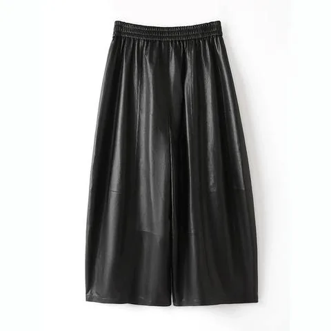 Women's genuine leather pants - HN6603 Women's Veg Tanned Lambskin Leather Pants Mid High | OurHomly