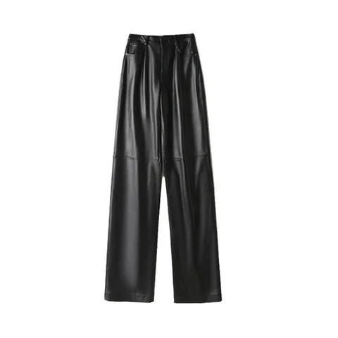 Women's genuine leather pants - New Style Commuting Casual High-waisted Slim-fitting Strai | OurHomly