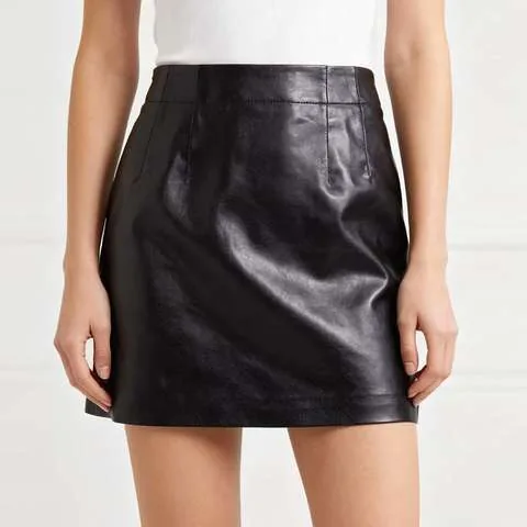 Women's genuine leather skirt - High Quality Women's Non-Stretch Spliced High Waist Slim C | OurHomly