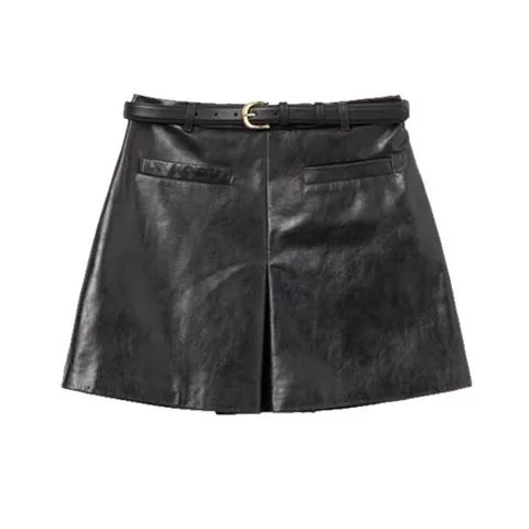 Women's genuine leather skirt - New Fashion A-line Sexy Genuine Leather Summer Skirt Oil-w | OurHomly