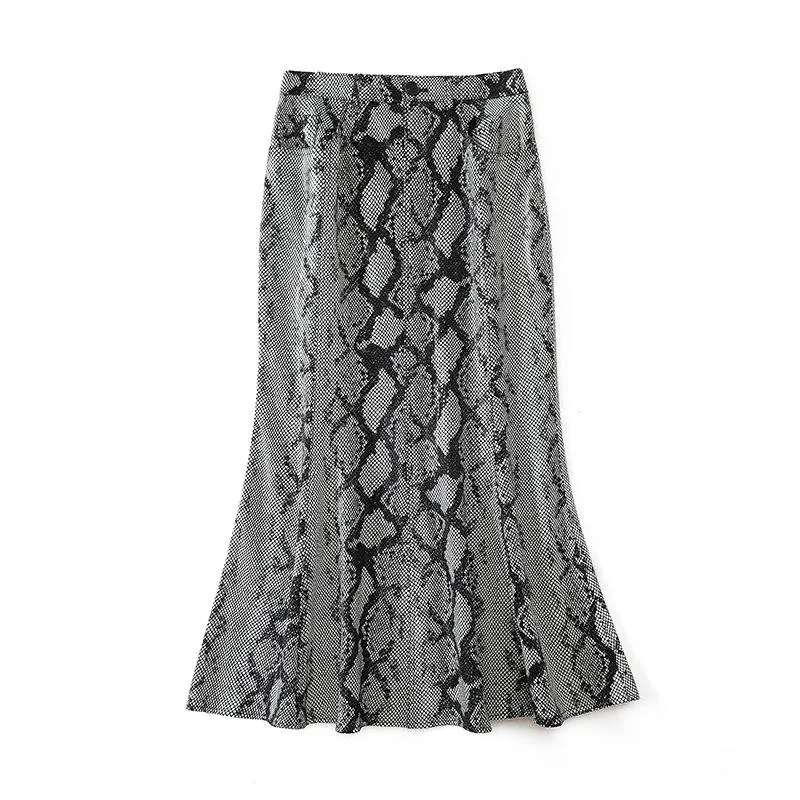Women's genuine leather skirt - Real Leather Skirt with High Waist and Snake Pattern Print | OurHomly