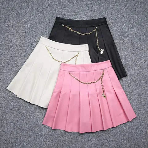 Women's genuine leather skirt - Sheep Skin Girl Hundred Fold Chain a Skirt Sheep Skin Shor | OurHomly