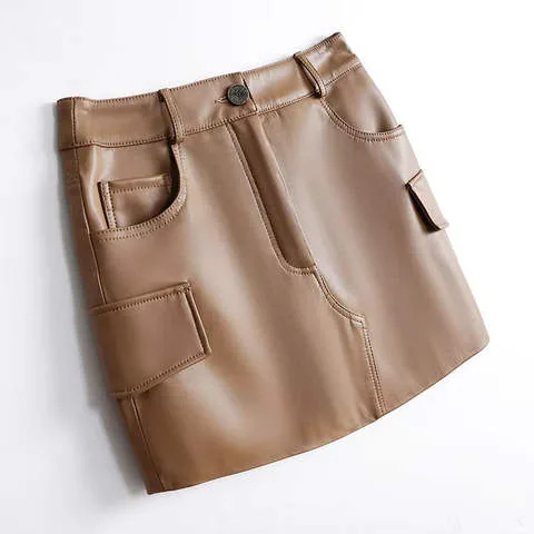 Women's genuine leather skirt - Factory Price Winter Simple Women Plain Pocket Low Waist R | OurHomly