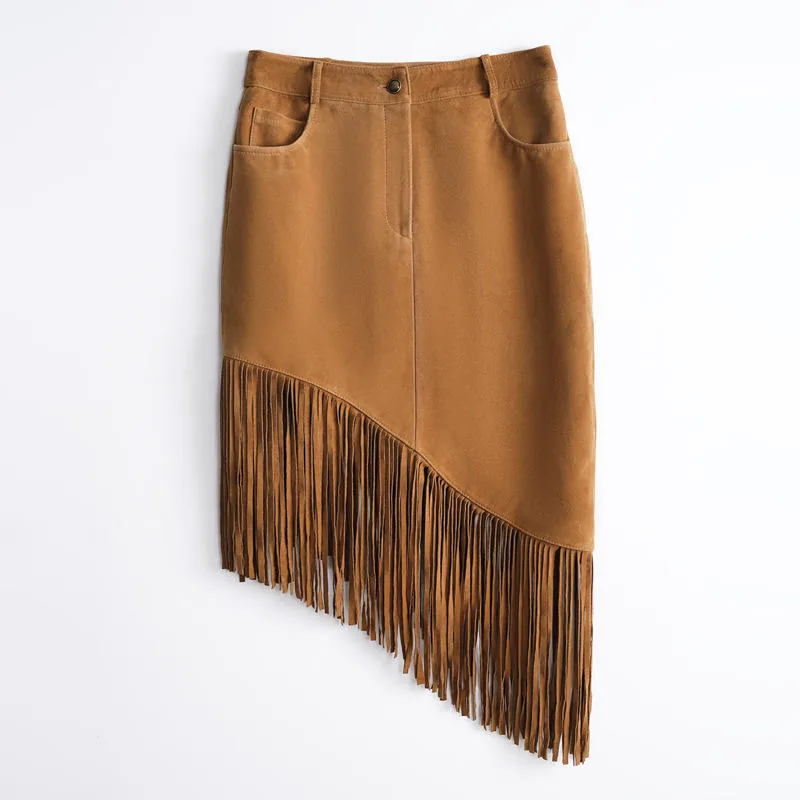 Women's genuine leather skirt - New Arrival Brown Hip-Wrapping Skirt Elegant Pocket Women' | OurHomly