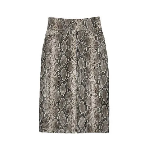 Women's genuine leather skirt - Fashion Leather Skirt Front Slit High Waist Wrap Snake Ski | OurHomly