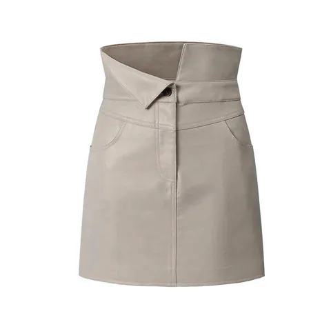 Women's genuine leather skirt - Personalized High Waist Design Real Sheepskin Short Skirt | OurHomly