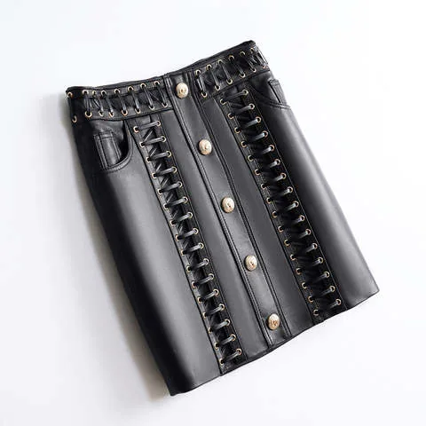 Women's genuine leather skirt - European Style Women New Design Real Leather Skirt Single | OurHomly