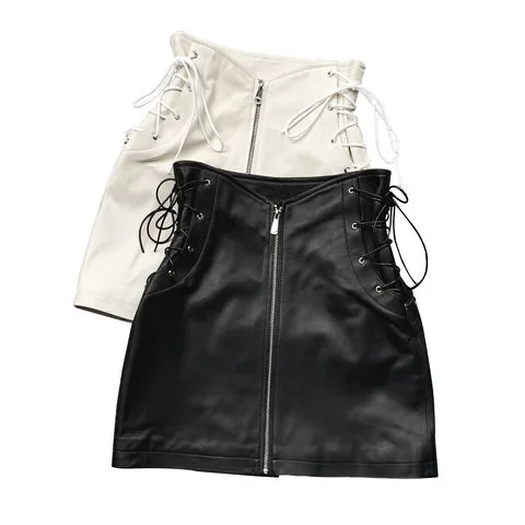 Women's genuine leather skirt - Fashion High Waist Sexy Black Female Short Skirt for Party | OurHomly