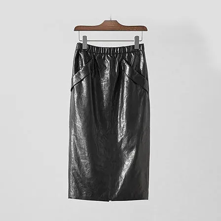 Women's genuine leather skirt - New Arrival Ladies Garments Long Skirt Back Slit Oil Waxed | OurHomly