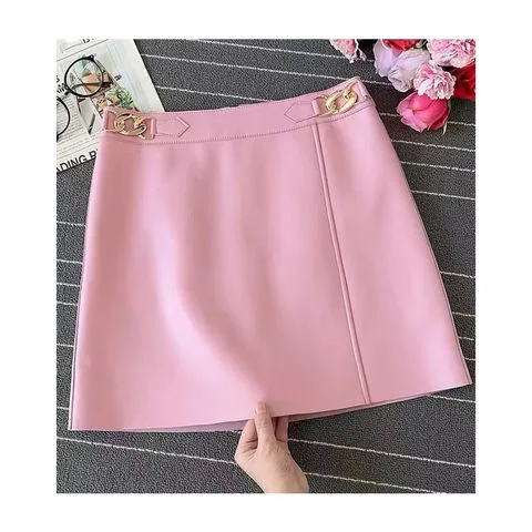 Women's genuine leather skirt - Summer New Stylish Fashion Female a Line Causal Slim Pink | OurHomly