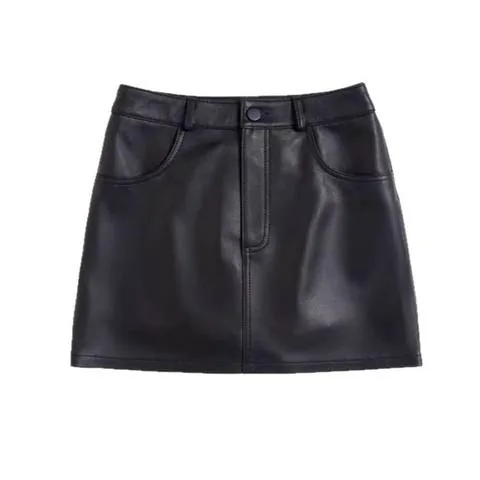 Women's genuine leather skirt - Spring New Popular Casual Style High Waist Sheepskin Leath | OurHomly