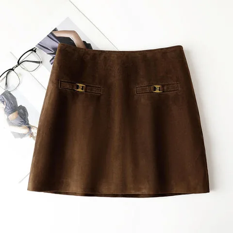 Women's genuine leather skirt - New Fashionable Sheepskin Suede Minimally Designed Hip Hug | OurHomly