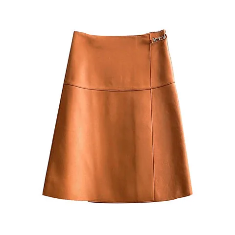 Women's genuine leather skirt - Fashion Genuine Sheepskin Skirt Women Spring Autumn High W | OurHomly