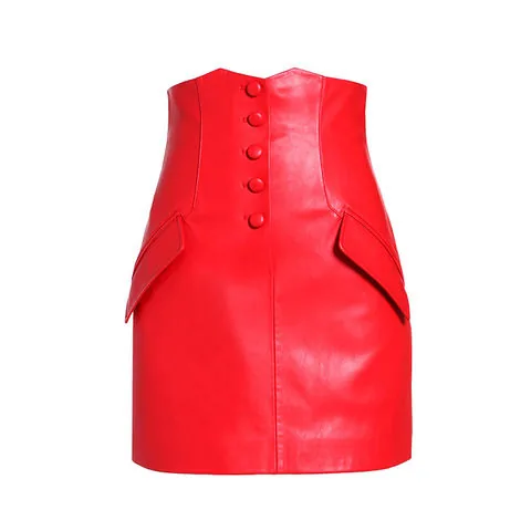 Women's genuine leather skirt - Fashion Design High Waist Hot Red Short Skirt Multi-color | OurHomly