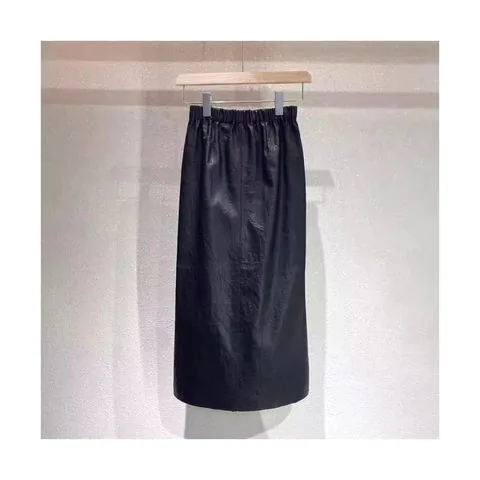 Women's genuine leather skirt - Wholesale Spring New Fashion Ladies Solid Color Causal Gen | OurHomly