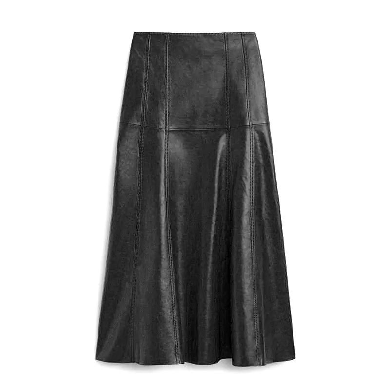 Women's genuine leather skirt - Factory Price Genuine Sheep Leather Long Fishtail Skirts P | OurHomly