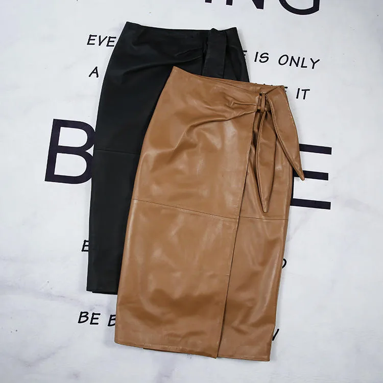 Women's genuine leather skirt - Manufacturer Hot Sale Leather Skirt Autumn Winter Real She | OurHomly