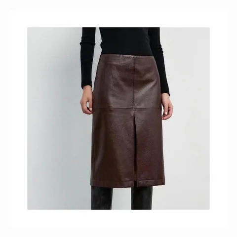 Women's genuine leather skirt - Wholesale Fashionable a Line Vintage Genuine Leather Skirt | OurHomly